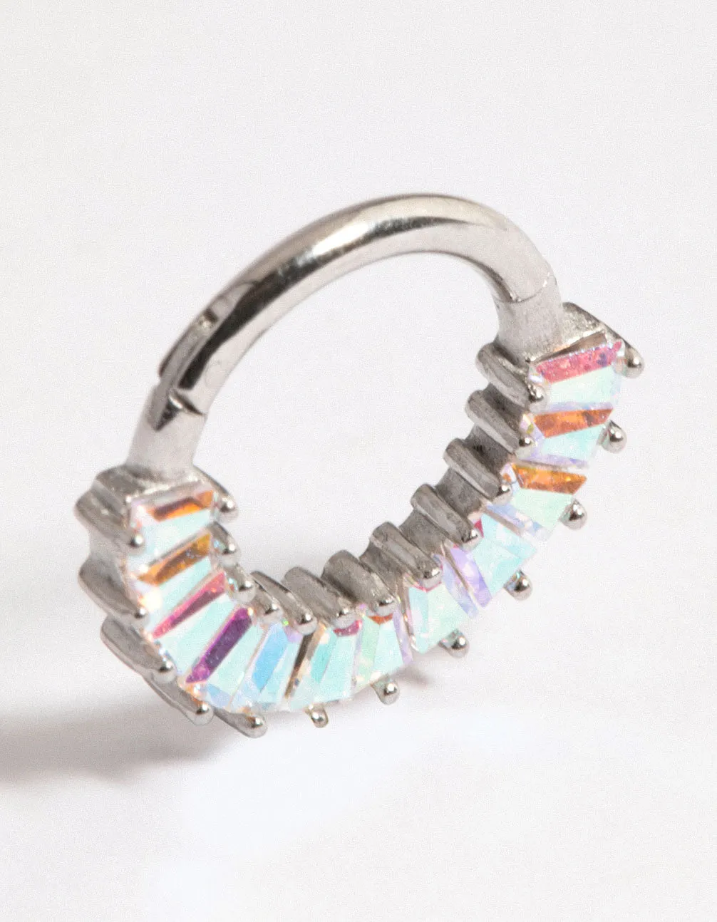 Surgical Steel Baguette Stone Clicker Ring