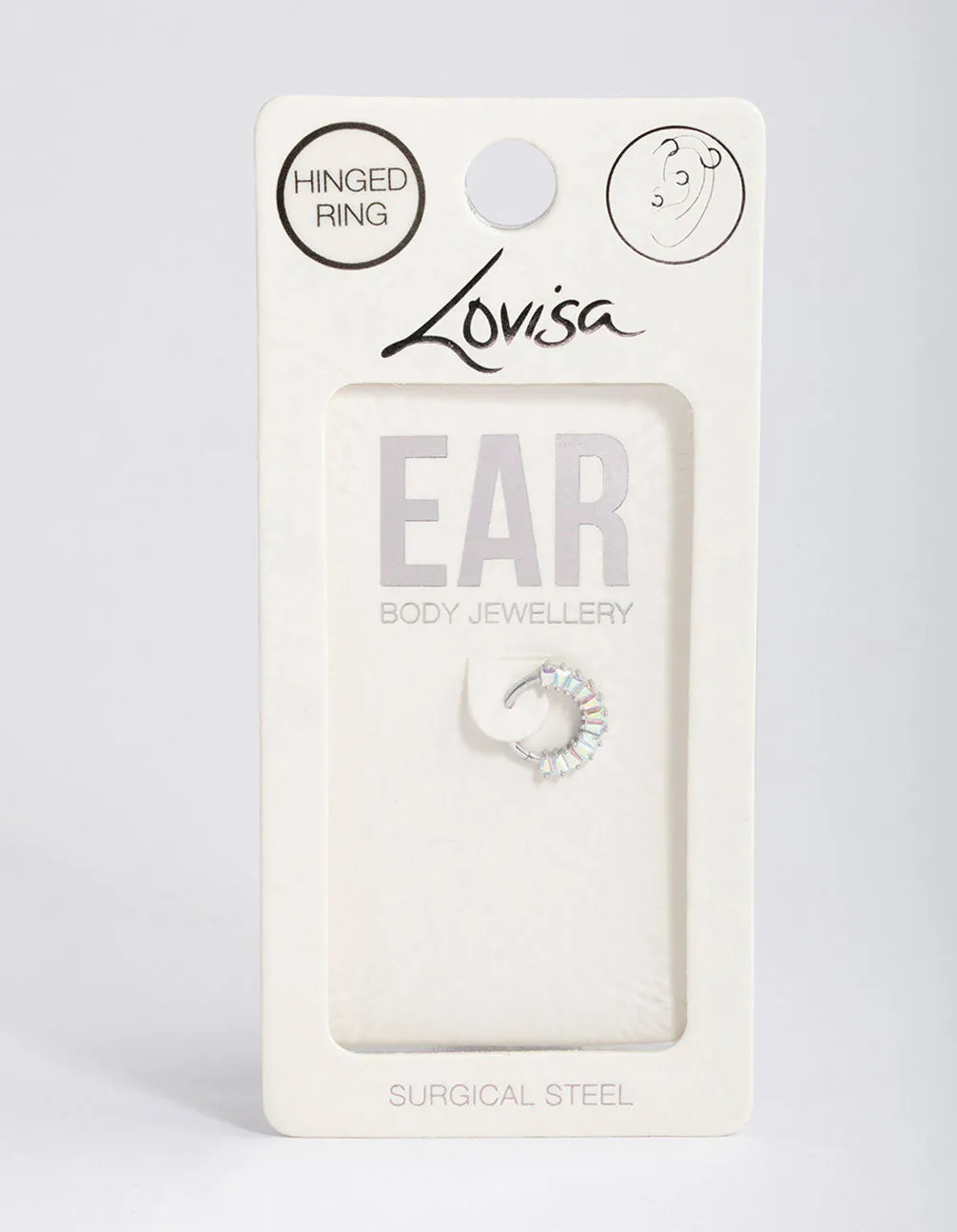 Surgical Steel Baguette Stone Clicker Ring