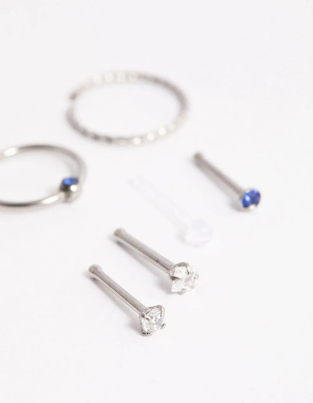 Surgical Steel Cubic Zirconia Nose Stud 6-Pack