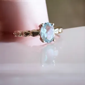 Swiss Blue Topaz Solid 925 Sterling Silver Ring