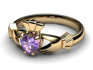 TANZANITE 14K Gold Claddagh Ring <font color="#FF0000"> IN STOCK!  Ships in 48 Hours!</font>