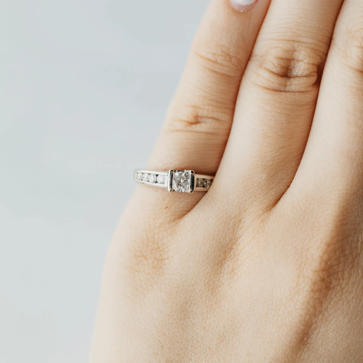 Tension Set Natural Round Brilliant Cut Diamond Ring