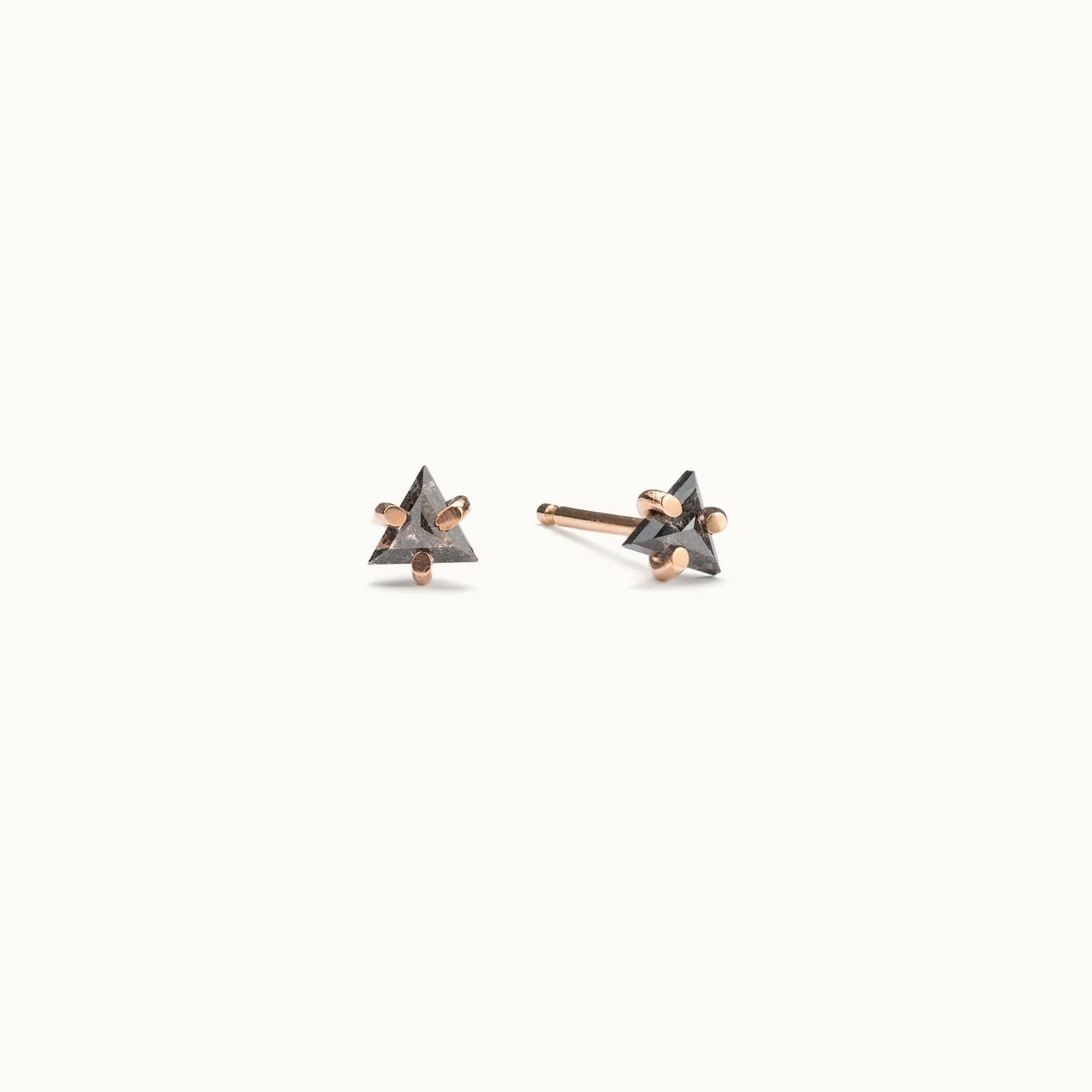 The Black Diamond Trillion Stud Earrings | 14K Yellow Gold
