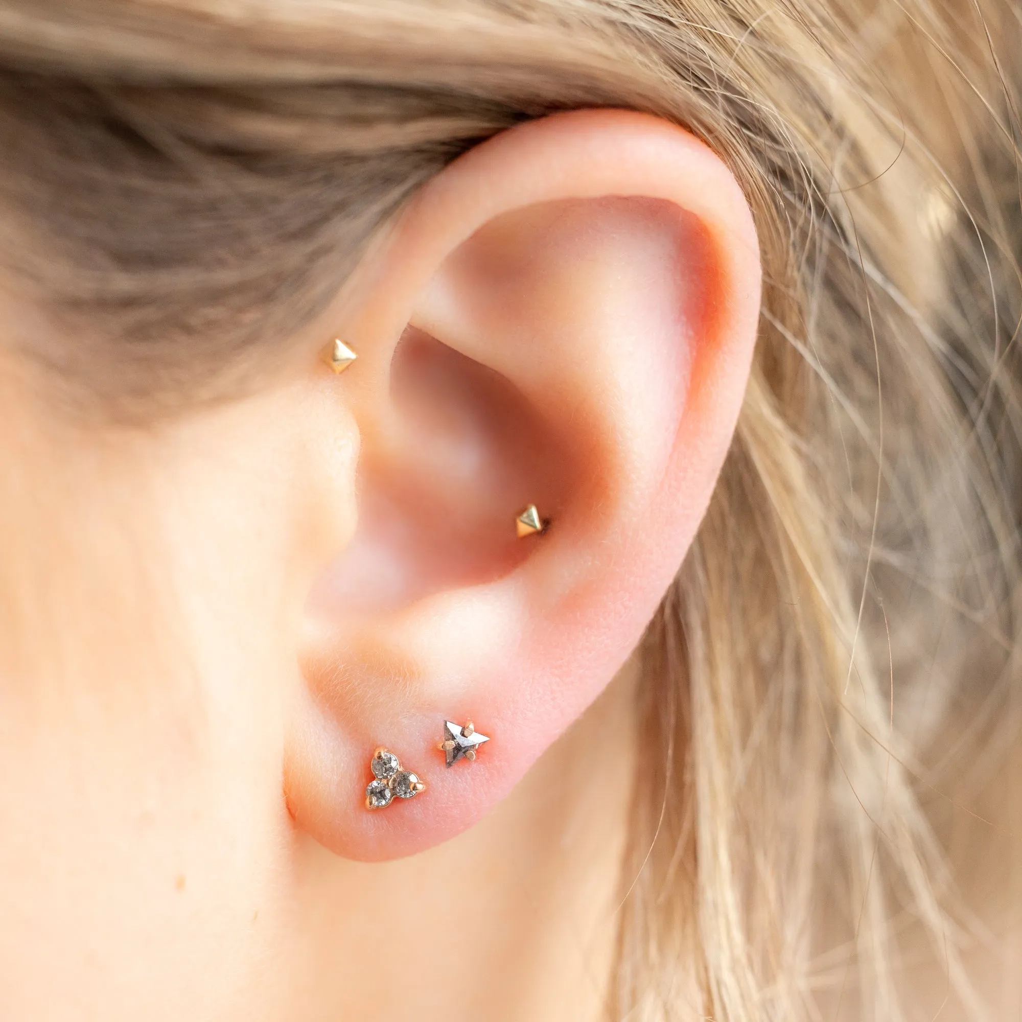 The Black Diamond Trillion Stud Earrings | 14K Yellow Gold