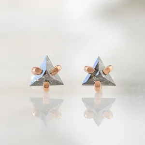 The Black Diamond Trillion Stud Earrings | 14K Yellow Gold