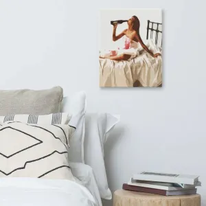 The Winer – Abstract Woman Drinking Wine Canvas Art for Bedroom