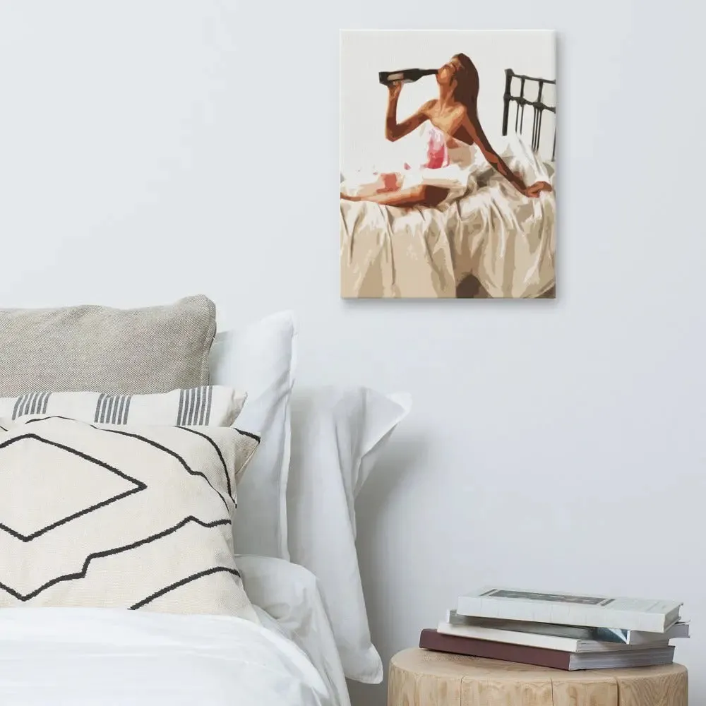 The Winer – Abstract Woman Drinking Wine Canvas Art for Bedroom