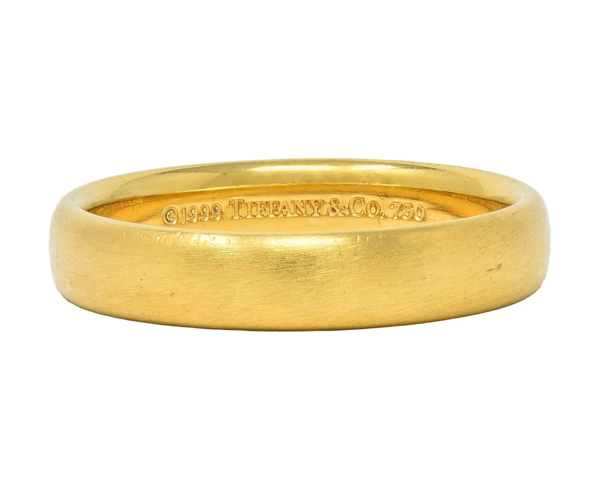 Tiffany & Co. 1999 18 Karat Yellow Gold Vintage Brushed Forever Men's Wedding Band Ring