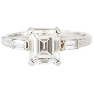 Tiffany & Co. Emerald Cut Diamond Palladium Engagement Ring