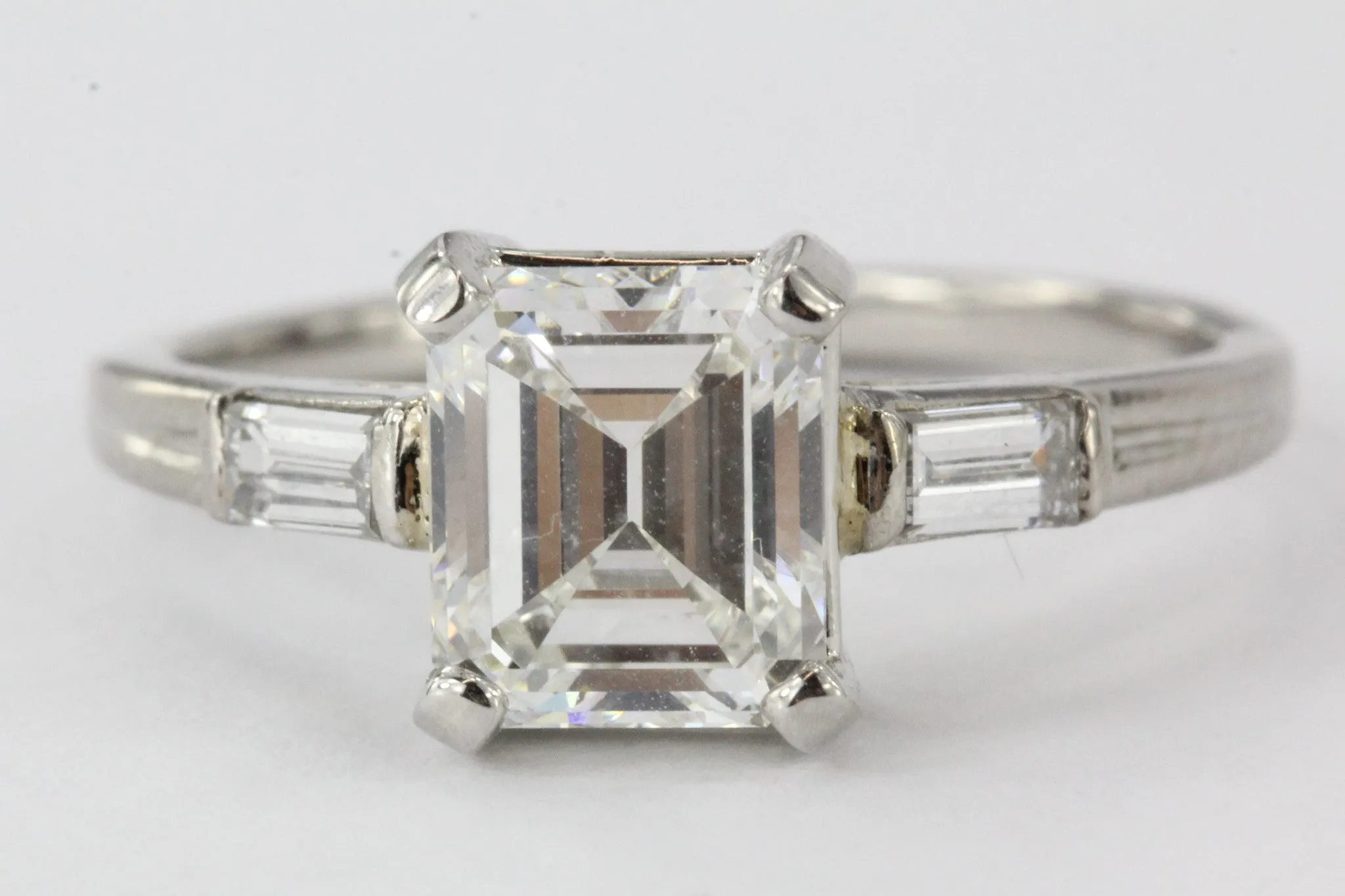 Tiffany & Co. Emerald Cut Diamond Palladium Engagement Ring