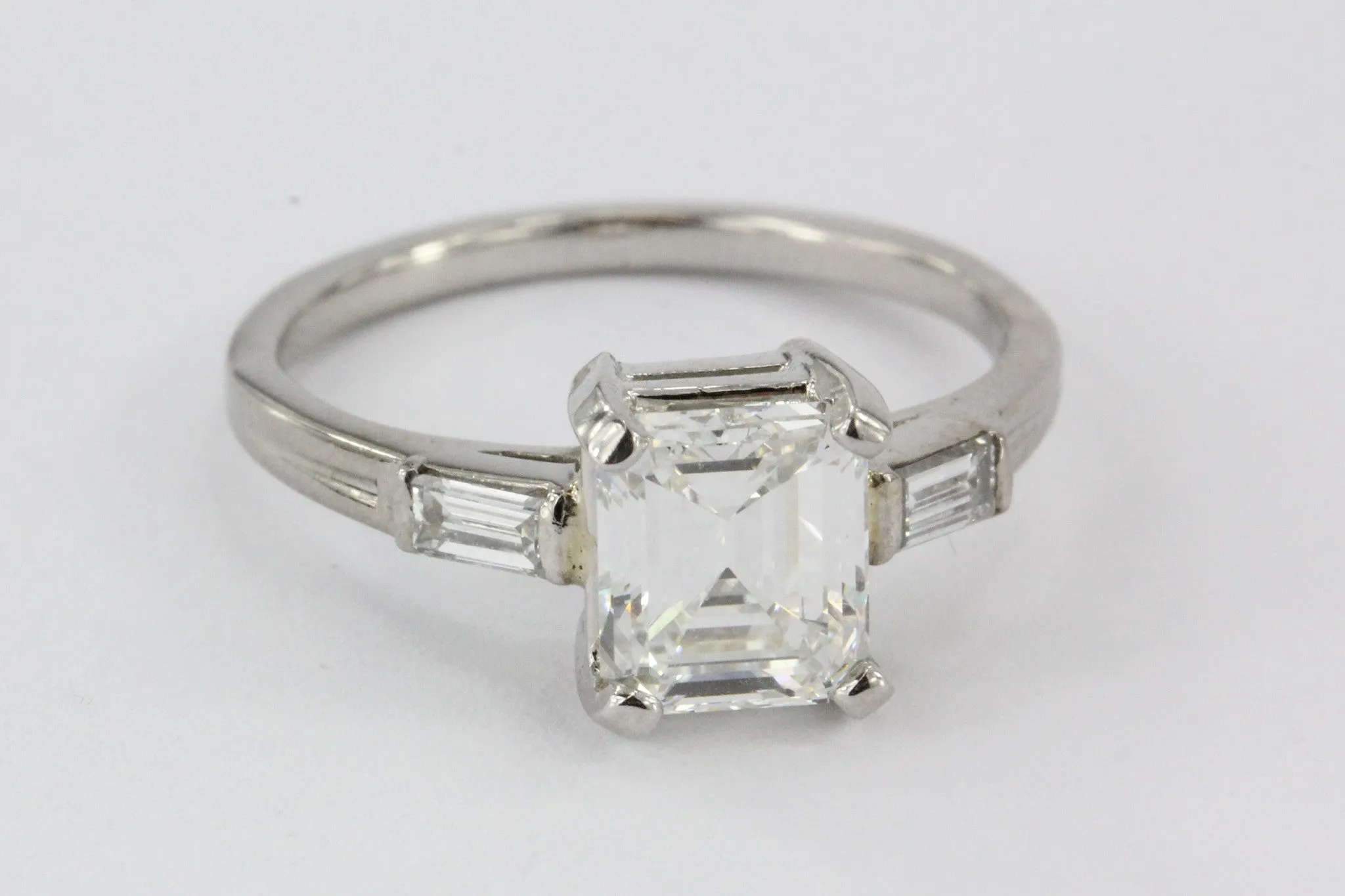 Tiffany & Co. Emerald Cut Diamond Palladium Engagement Ring