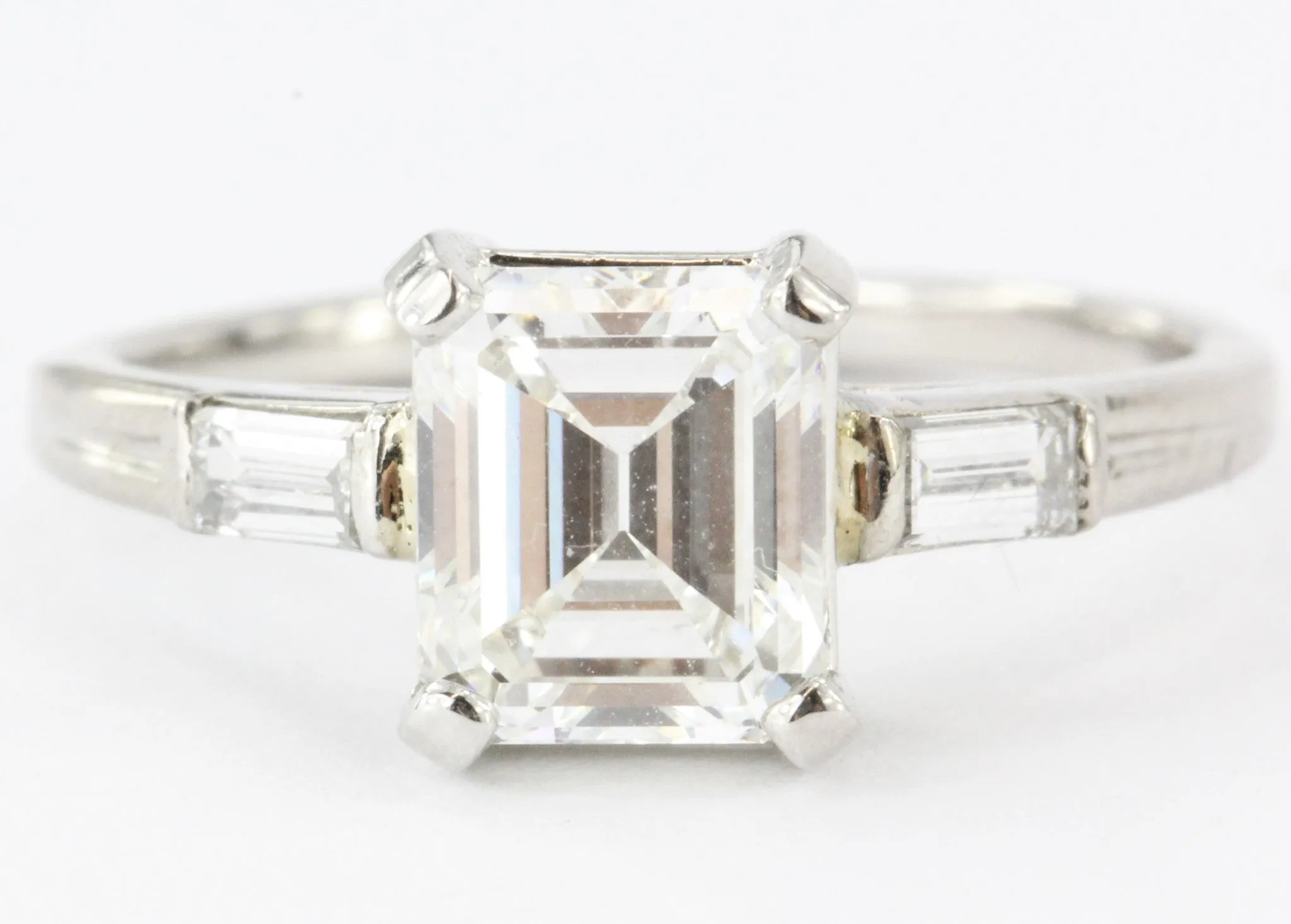 Tiffany & Co. Emerald Cut Diamond Palladium Engagement Ring