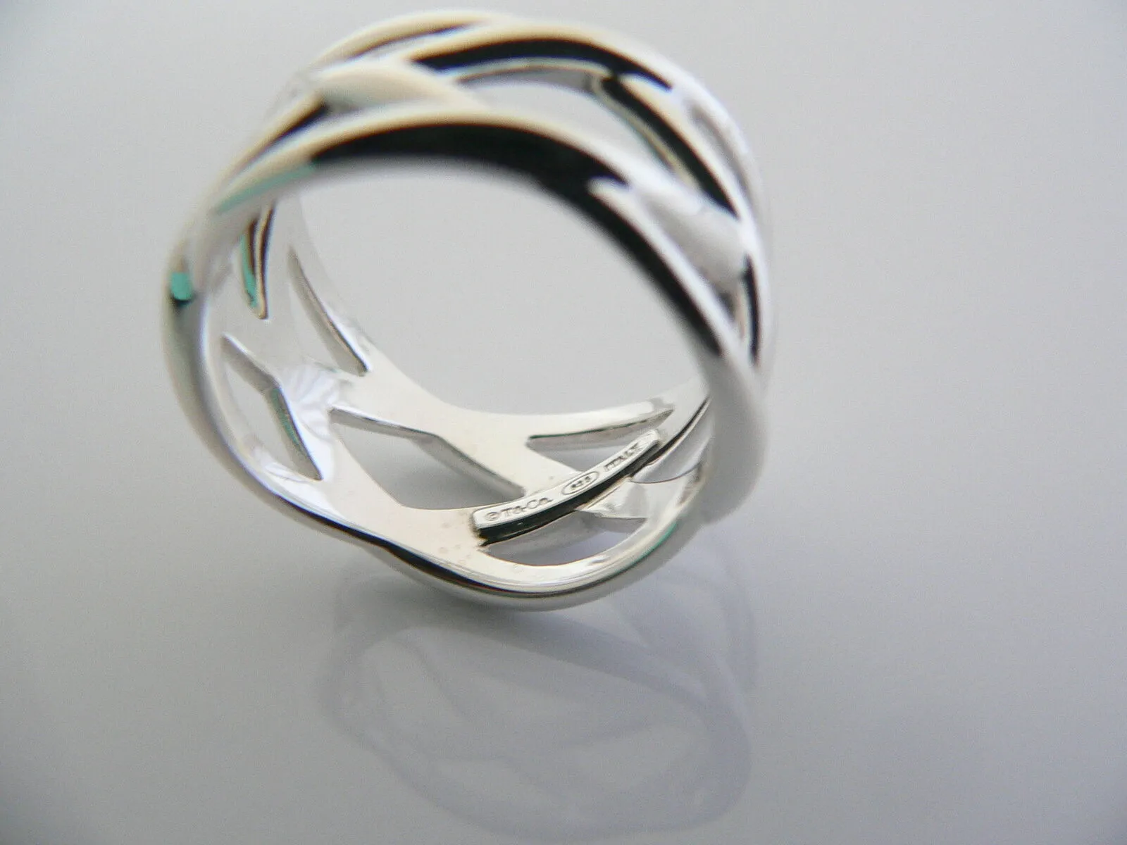 Tiffany & Co Silver Braided Wide Knot Ring Band Sz 6.5 Rare Gift Love Statement