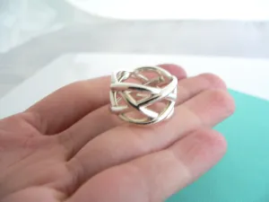 Tiffany & Co Silver Braided Wide Knot Ring Band Sz 6.5 Rare Gift Love Statement