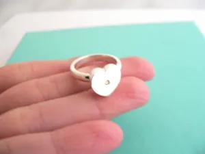 Tiffany & Co Silver Picasso Diamond Modern Heart Ring Band Sz 5.25 Gift Love