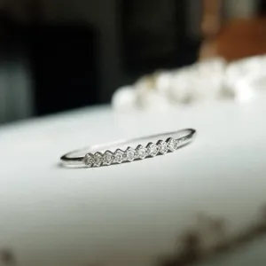 Tiny CZ Diamond Shape Stacking Ring - Sterling Silver