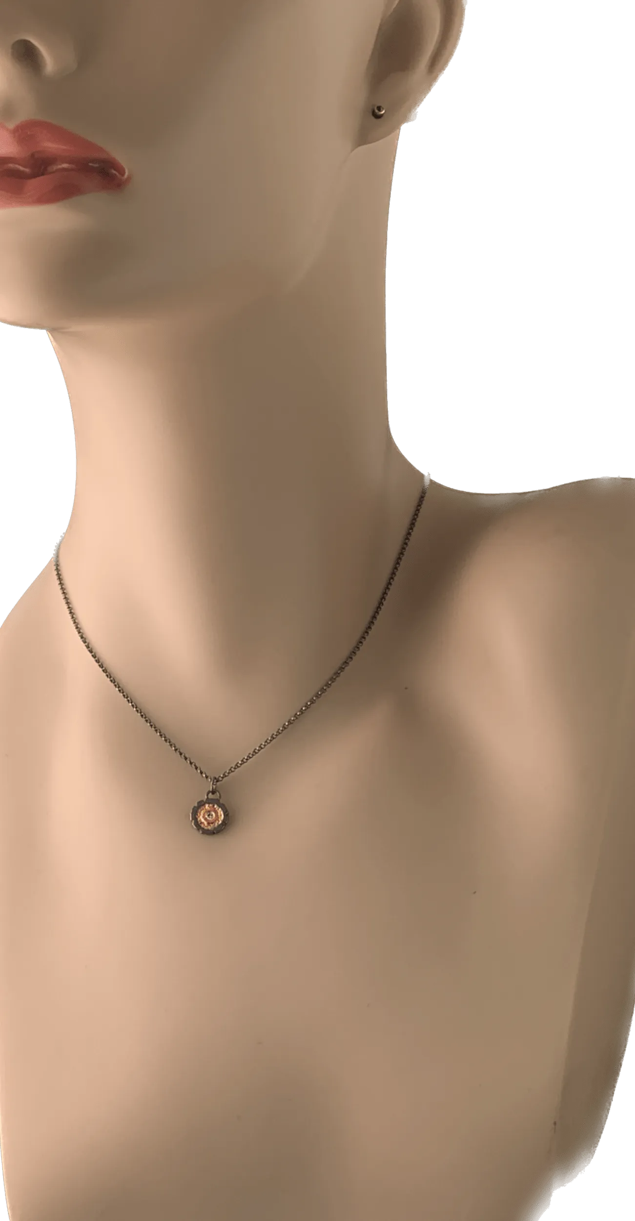 Tiny Redwood Slice Pendant - Gold