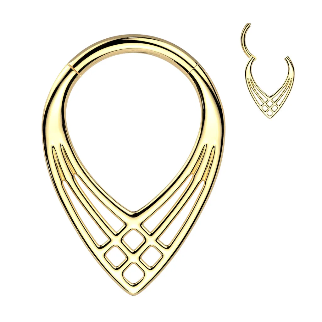 Titanium Criss Cross Chevron Hinged Segment Hoop Ring Nose Septum Cartilage