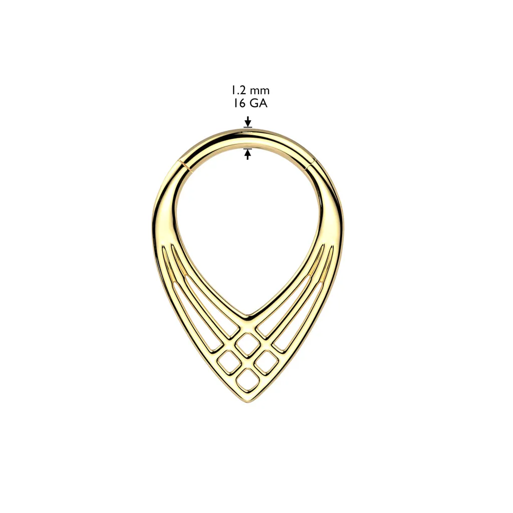 Titanium Criss Cross Chevron Hinged Segment Hoop Ring Nose Septum Cartilage