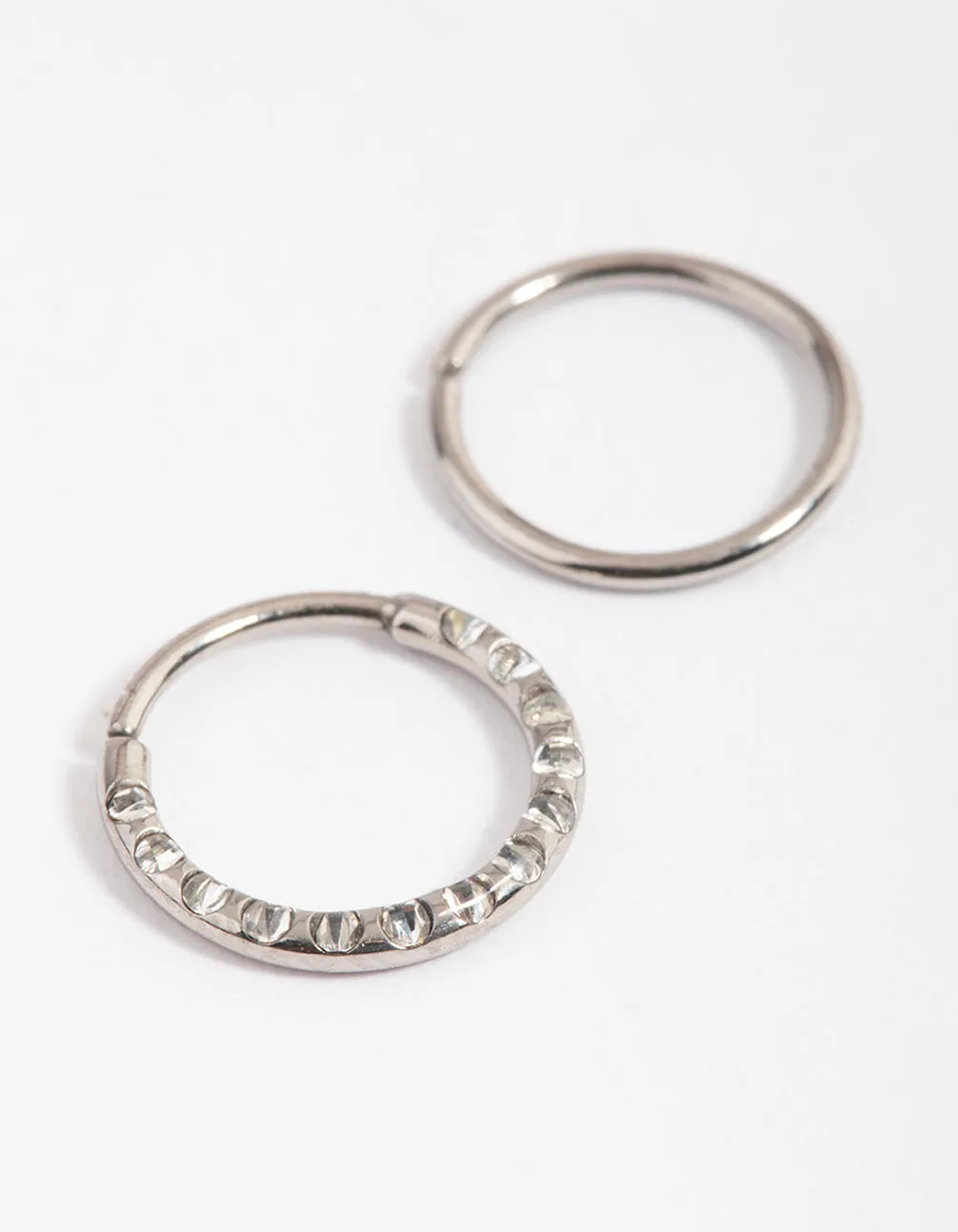 Titanium Cubic Zirconia Texture Ring Nose Pack