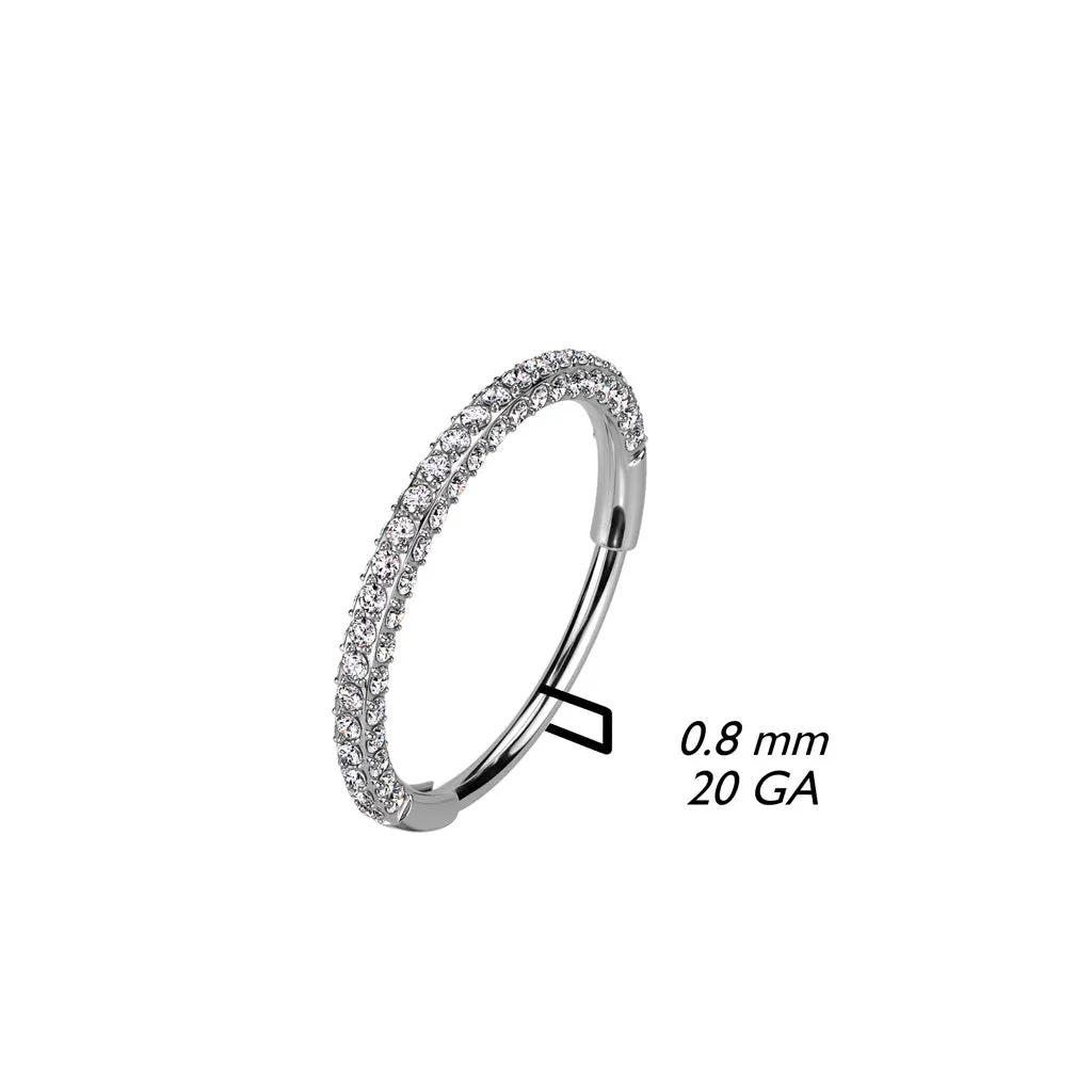 Titanium CZ Hinged Segment Hoop Ring 20G For Nose Septum Cartilage