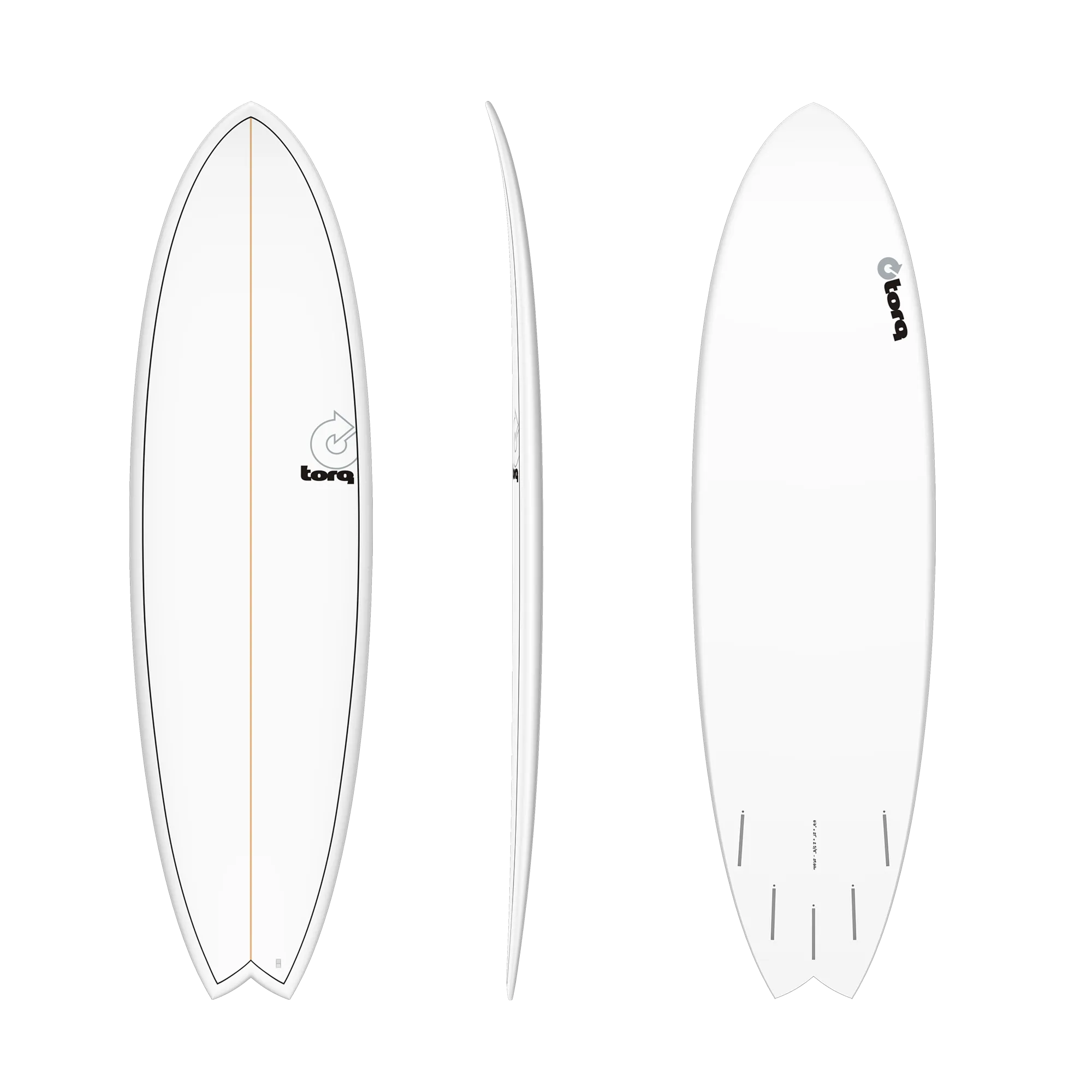 TORQ TET 6'6" MOD FISH - WHITE / PINLINE