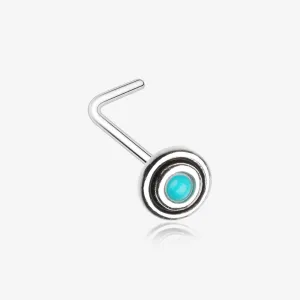 Tribal Circle Turquoise L-Shaped Nose Ring