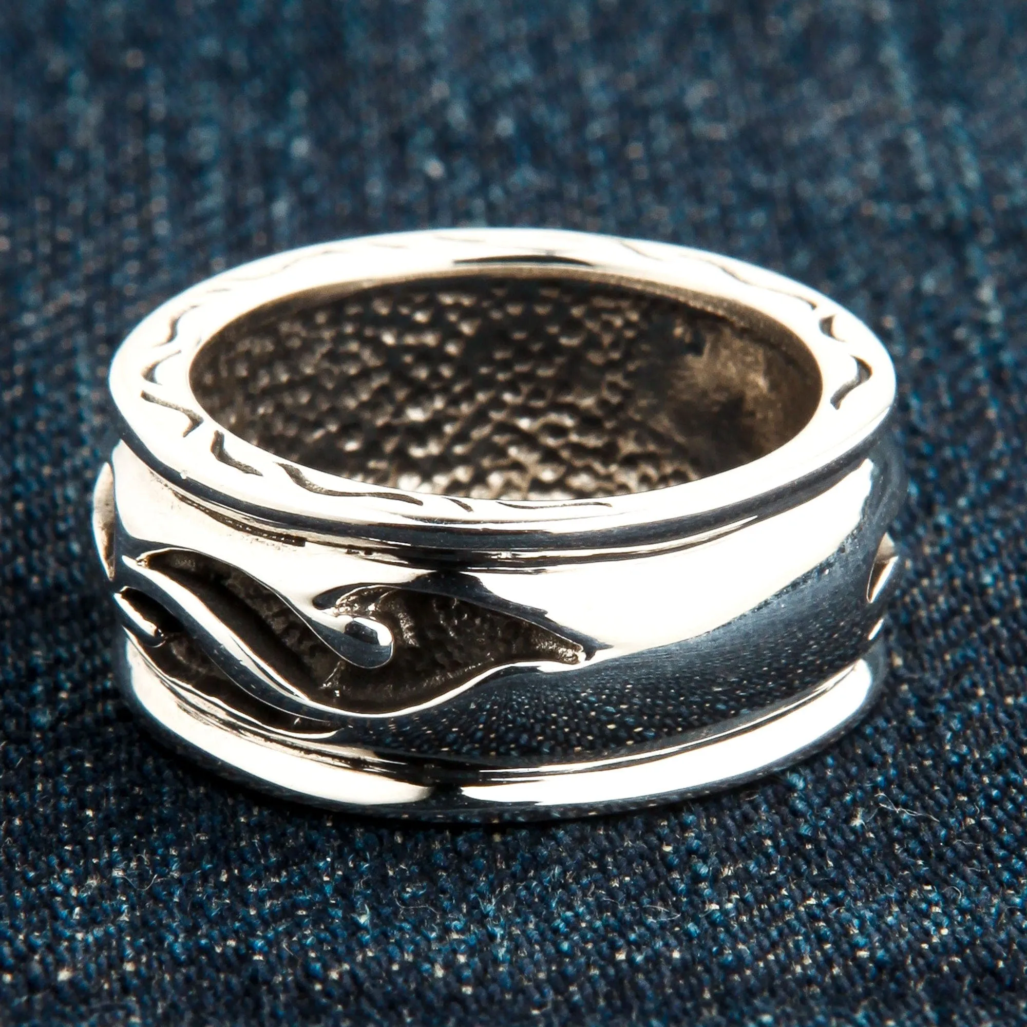 Tribal Sterling Silver Mens Band Ring