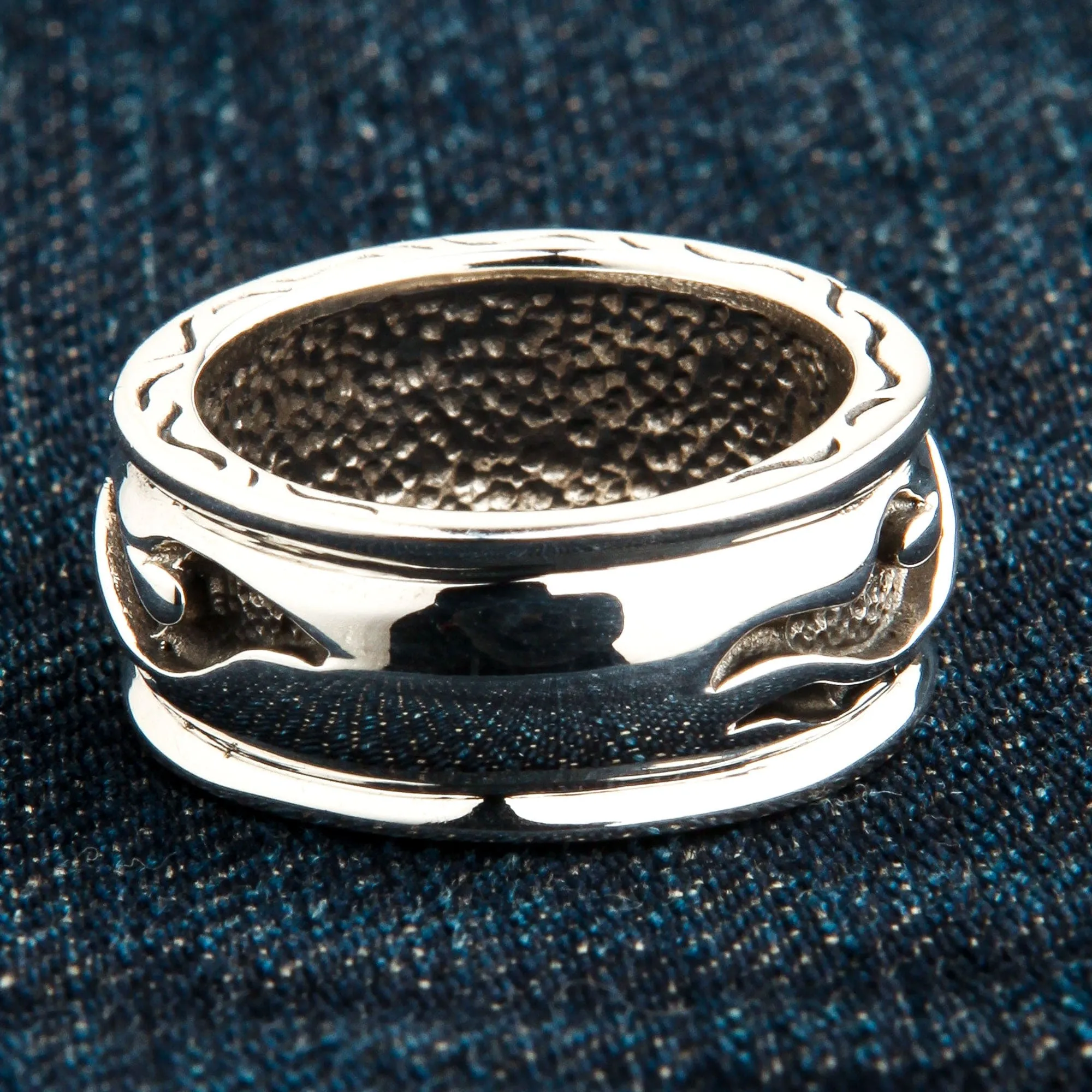 Tribal Sterling Silver Mens Band Ring