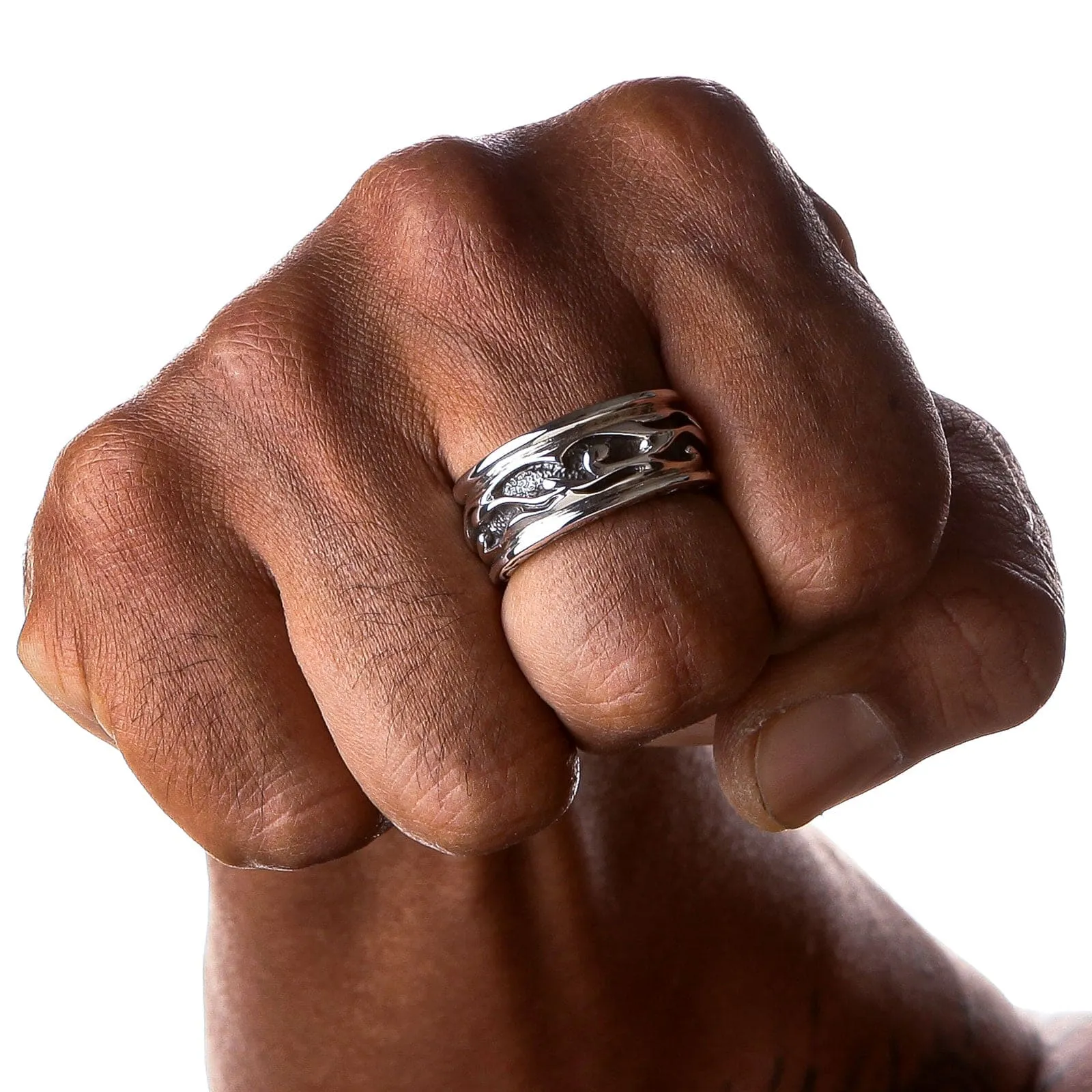 Tribal Sterling Silver Mens Band Ring