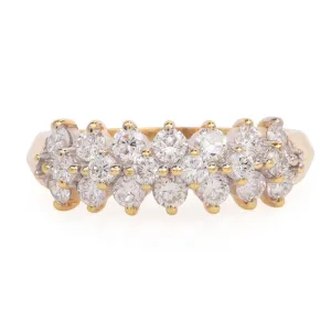 Triple Row Diamond Band in 14K Yellow Gold