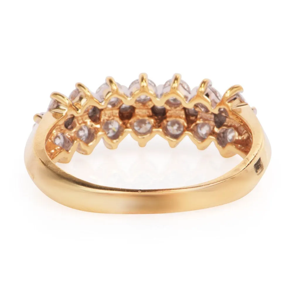Triple Row Diamond Band in 14K Yellow Gold