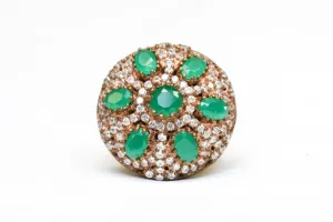 Turkish Silver Rings With Teal and White Gemstones