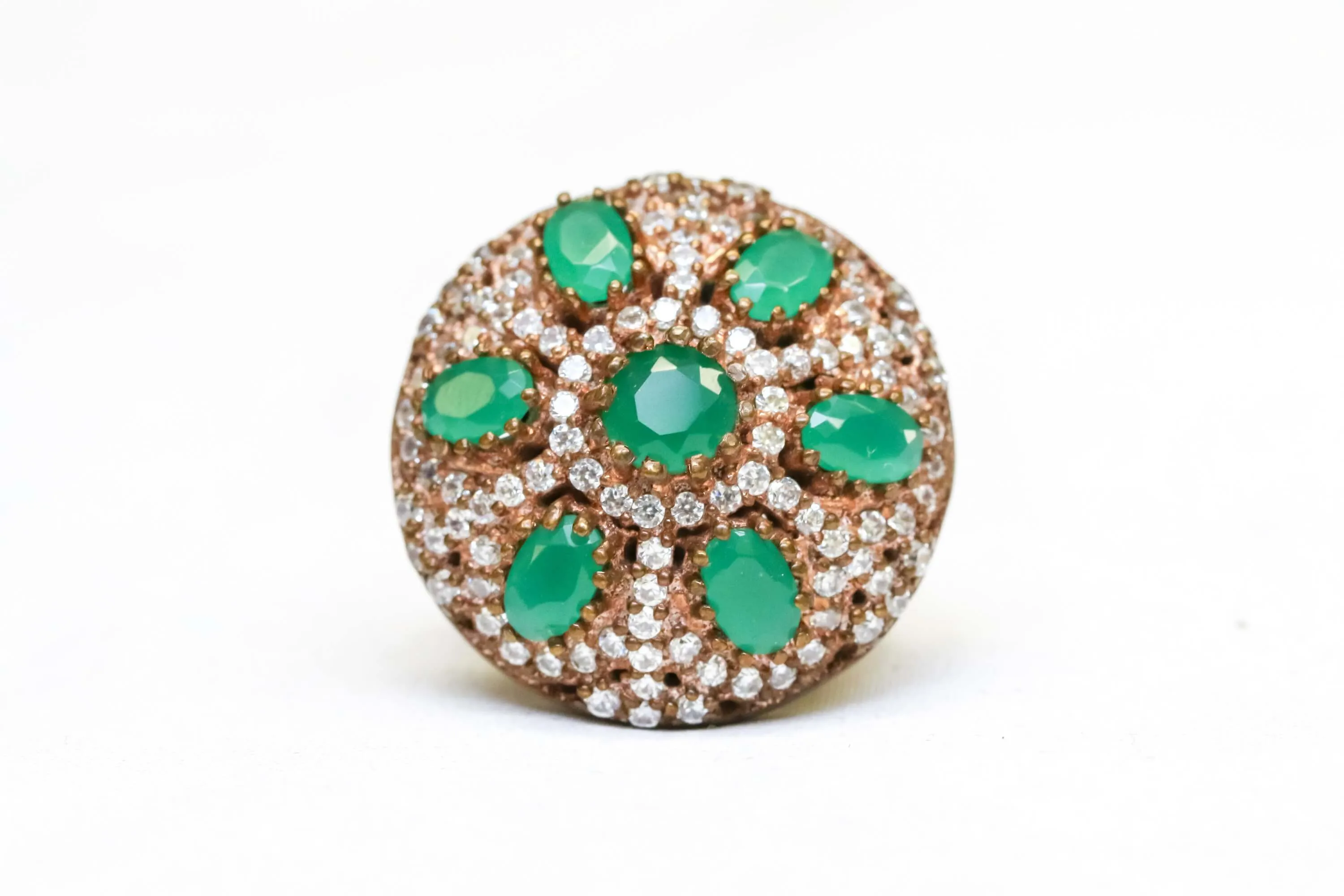 Turkish Silver Rings With Teal and White Gemstones