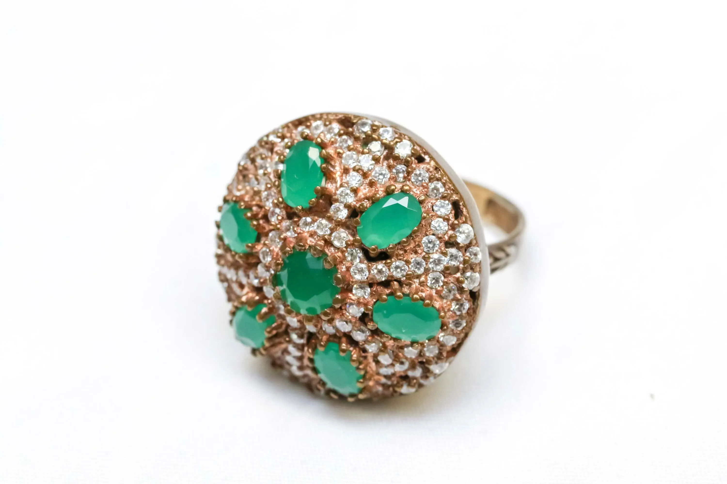 Turkish Silver Rings With Teal and White Gemstones