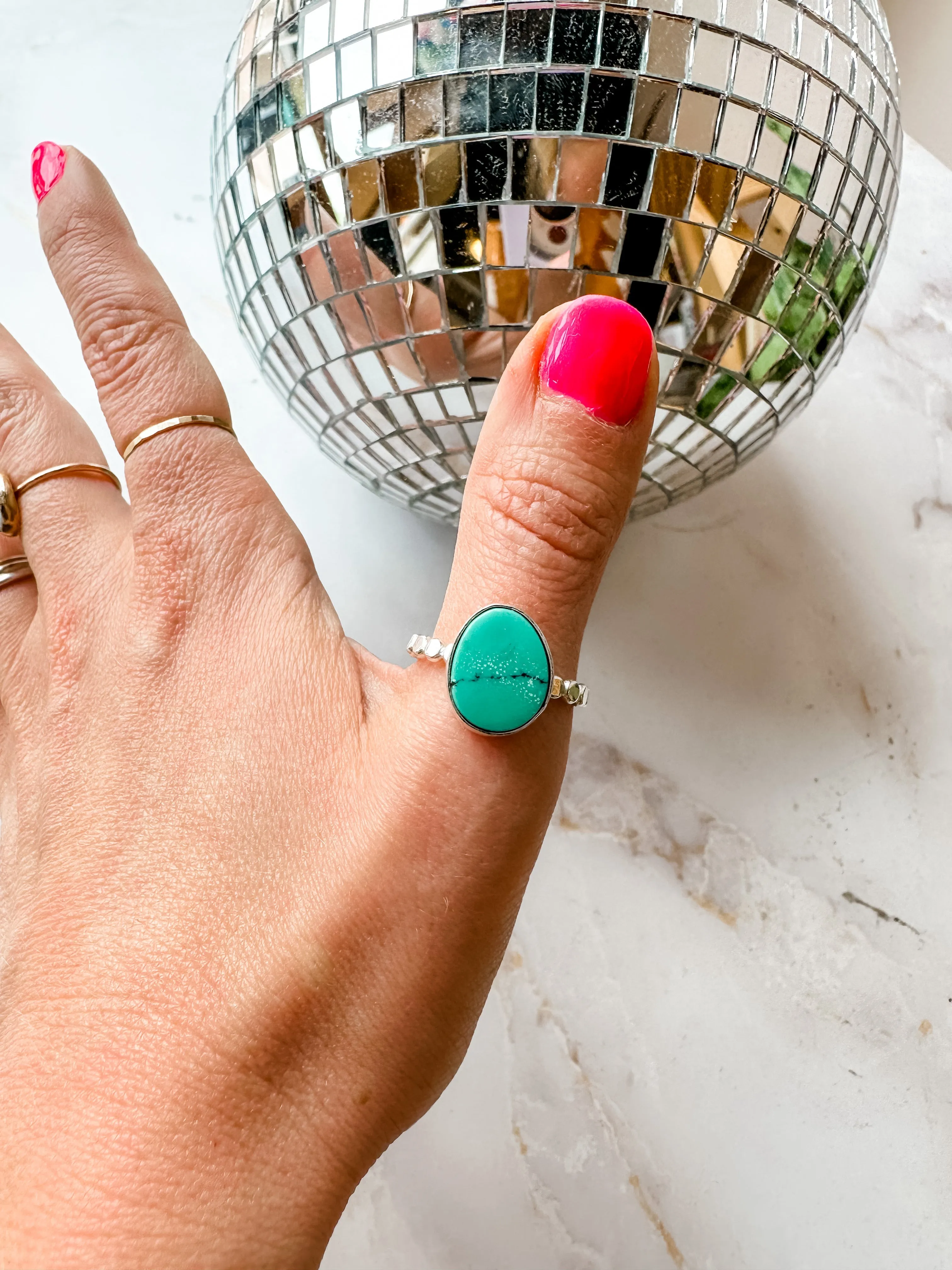 Turquoise Beaded Statement Ring size 8