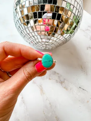 Turquoise Beaded Statement Ring size 8