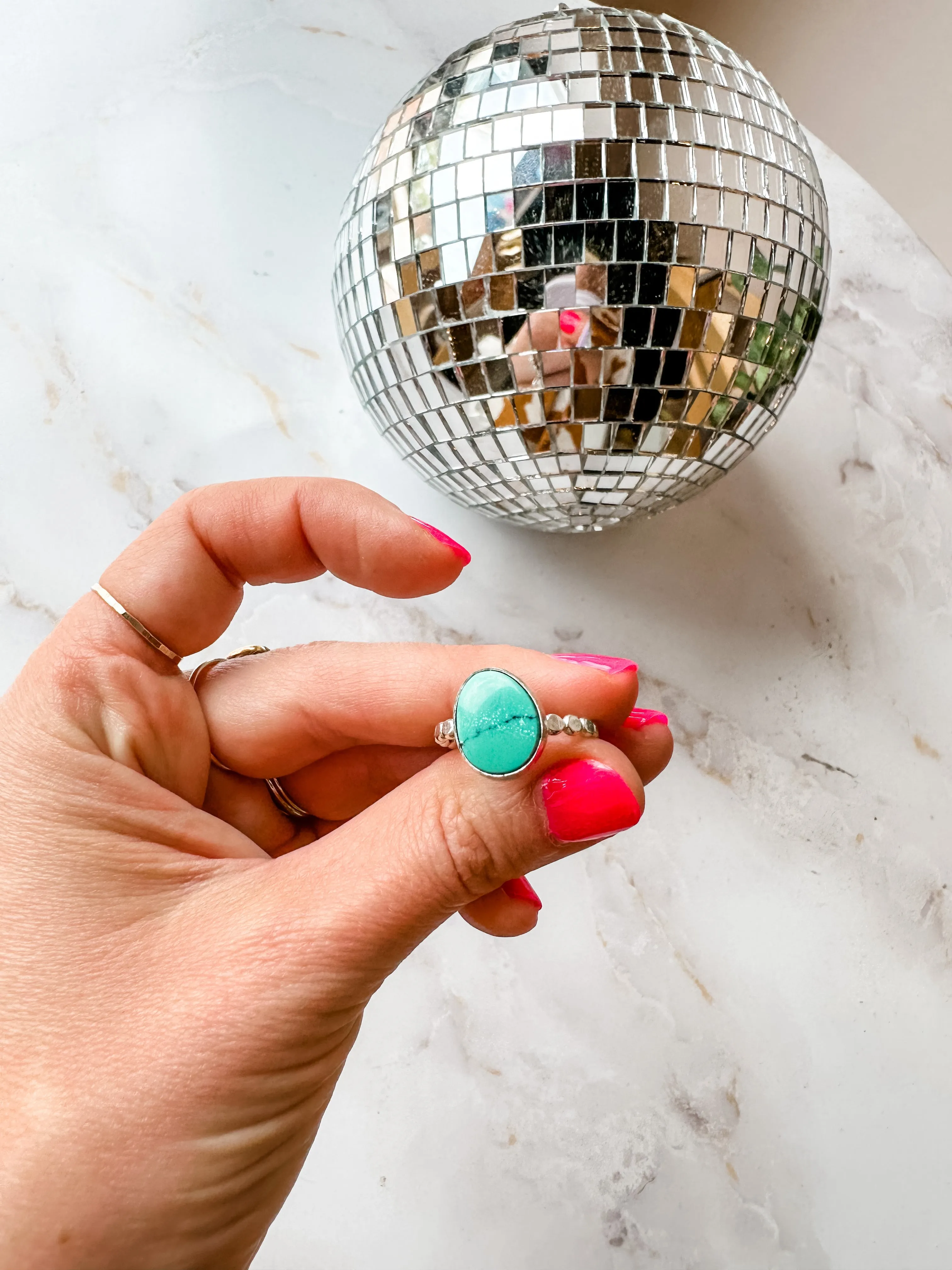 Turquoise Beaded Statement Ring size 8