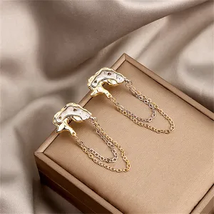 Two-Tone Abstract Hammered Chain Drop Earrings