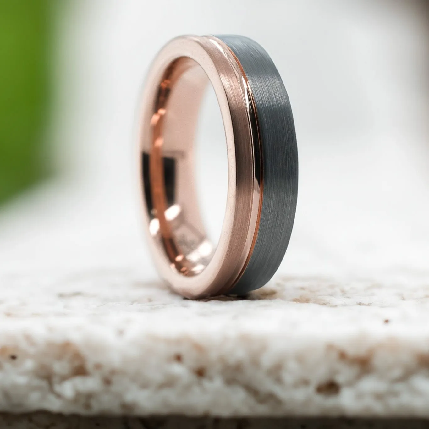 Two-Tone Rose Gold / Silver Brushed Band - 6mm