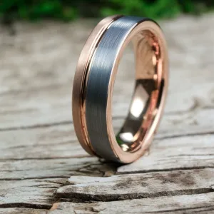 Two-Tone Rose Gold / Silver Brushed Band - 6mm