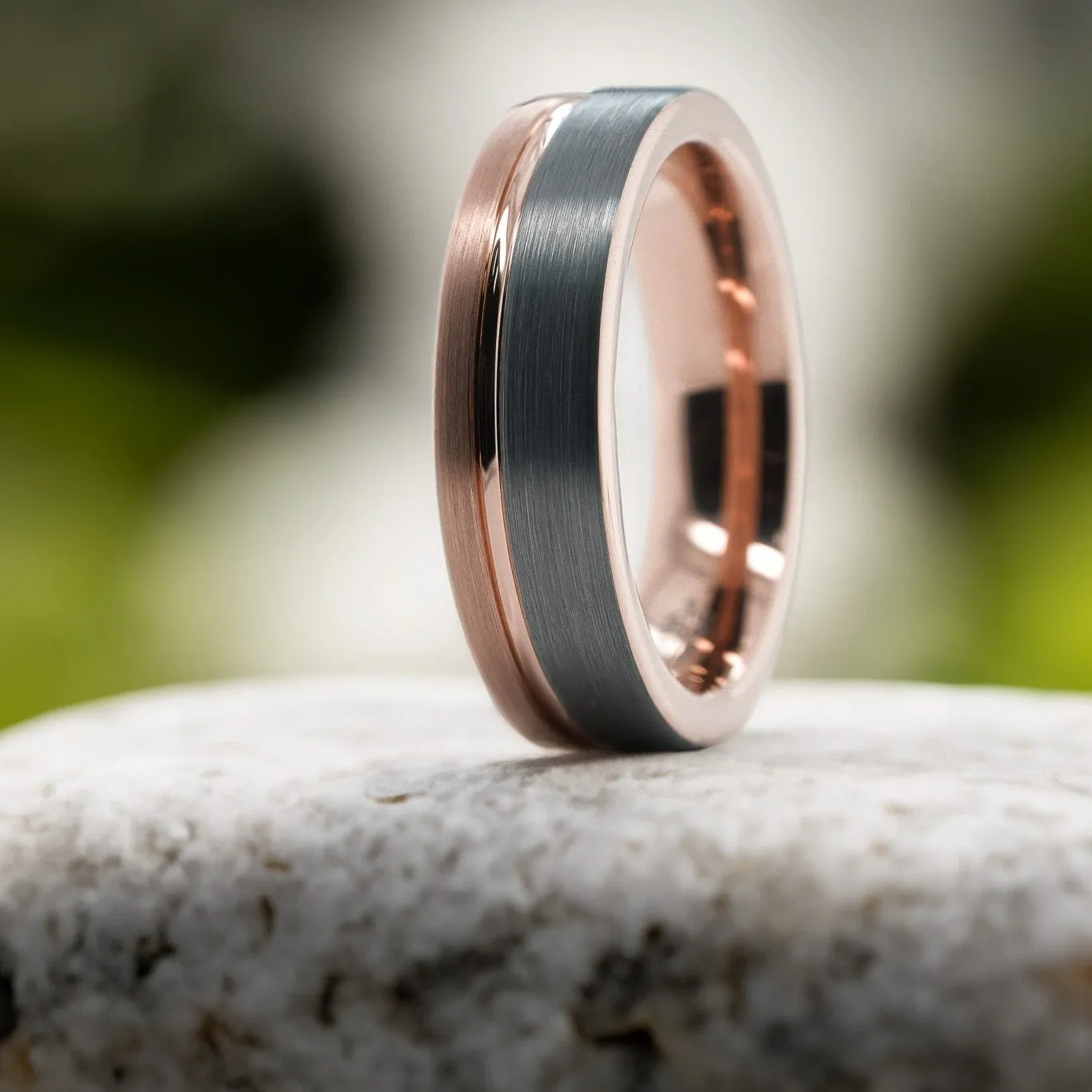 Two-Tone Rose Gold / Silver Brushed Band - 6mm