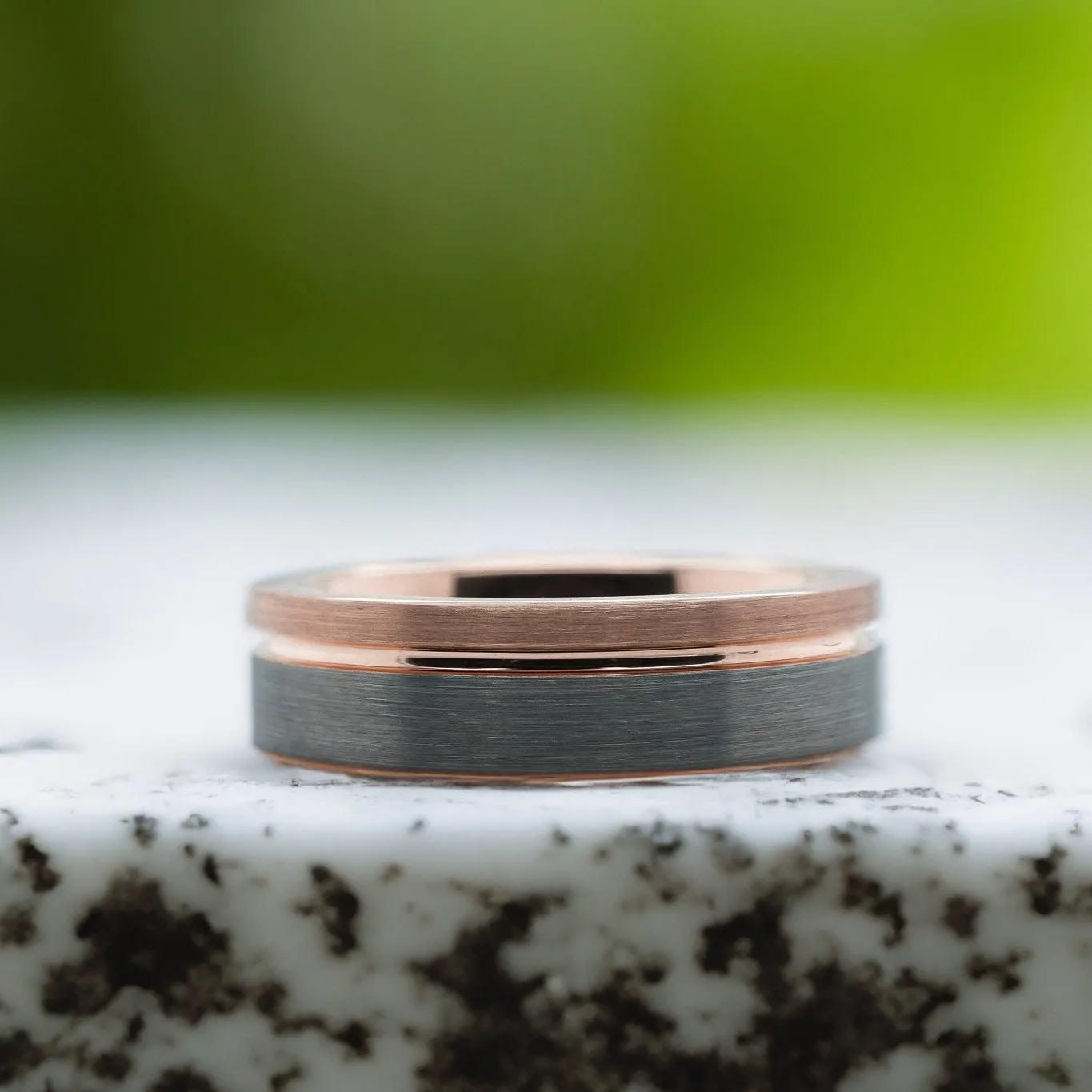 Two-Tone Rose Gold / Silver Brushed Band - 6mm
