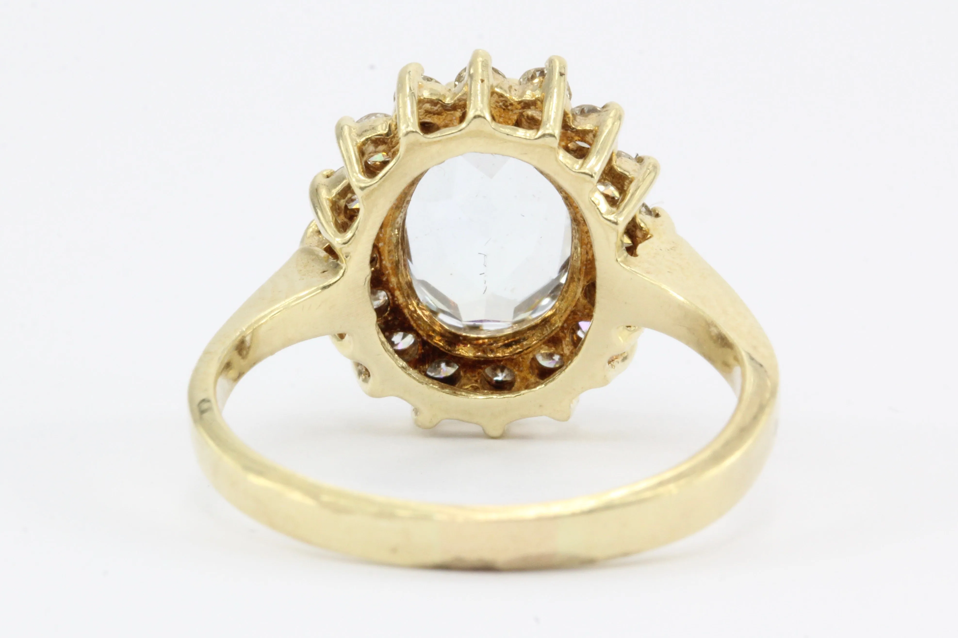 Vintage 14K Gold Aquamarine w/ Diamond Halo Ring