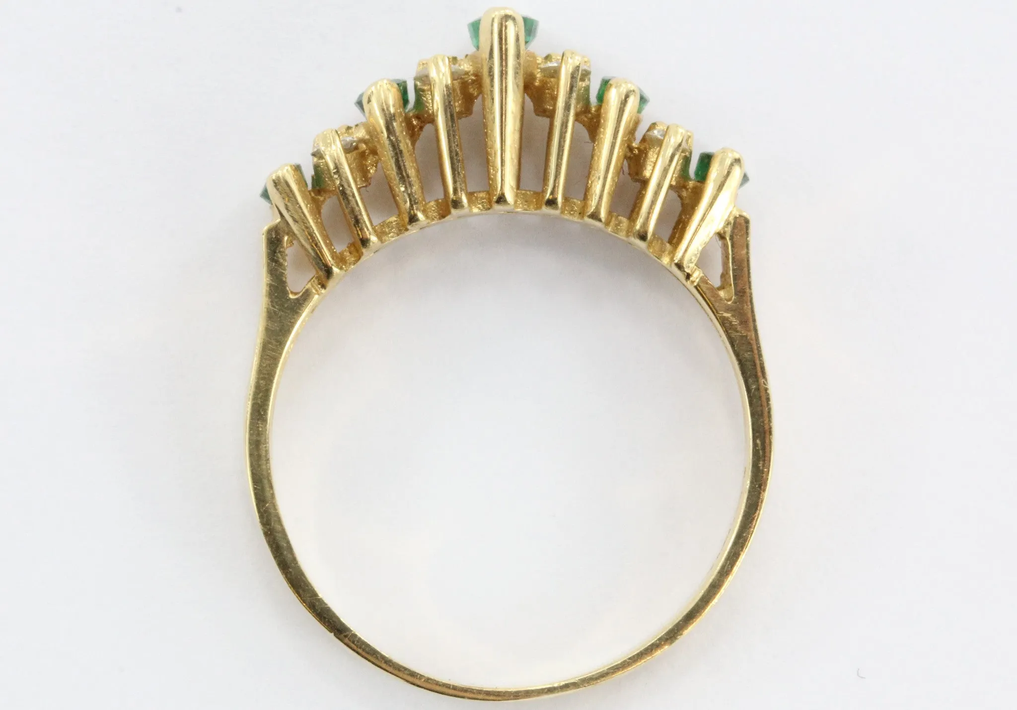 Vintage 14K Gold Emerald & Diamond Band Ring 1/2 CTW Signed BH