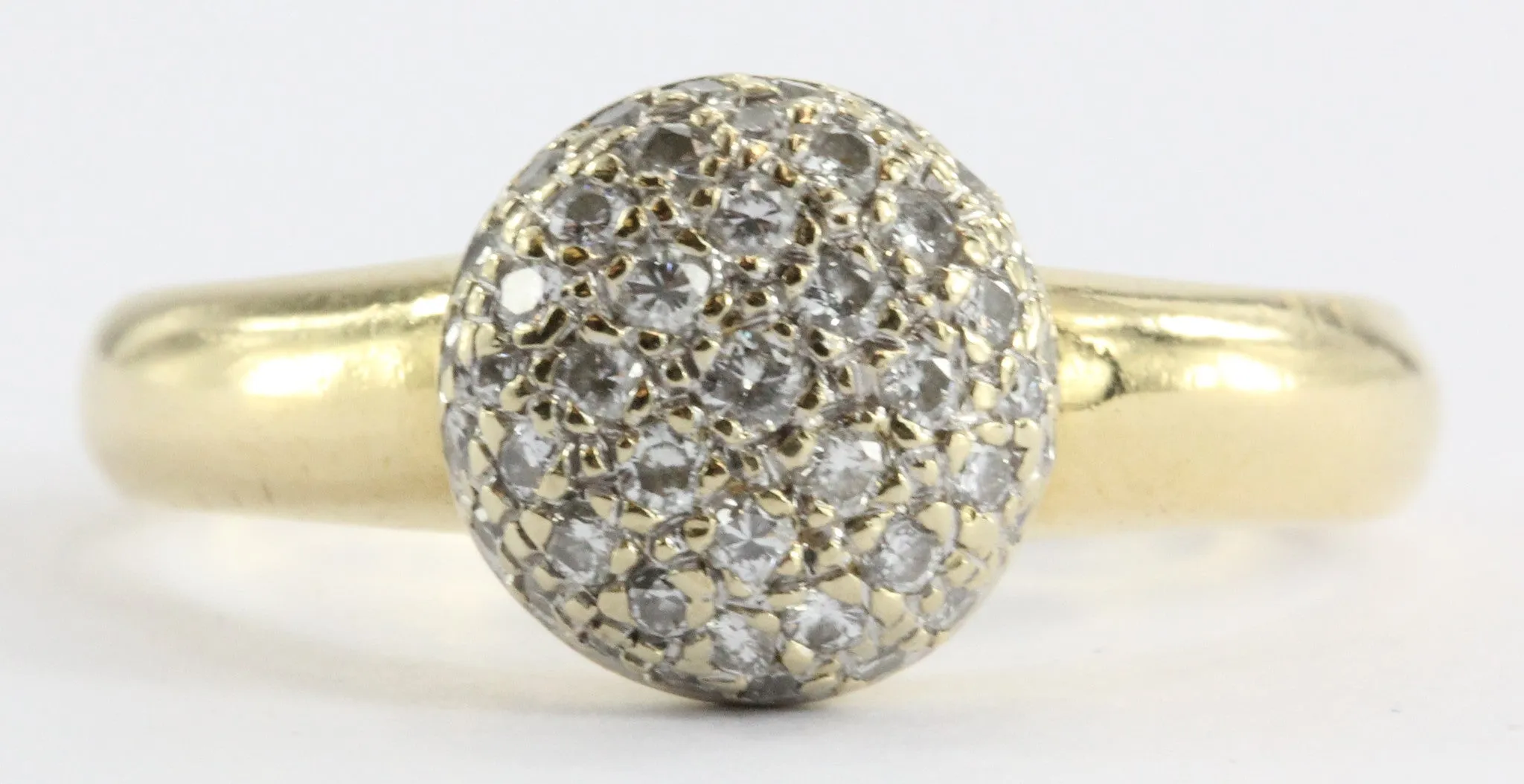 Vintage 18k Gold & Diamond Pave Cluster Ring 1/2 CTW