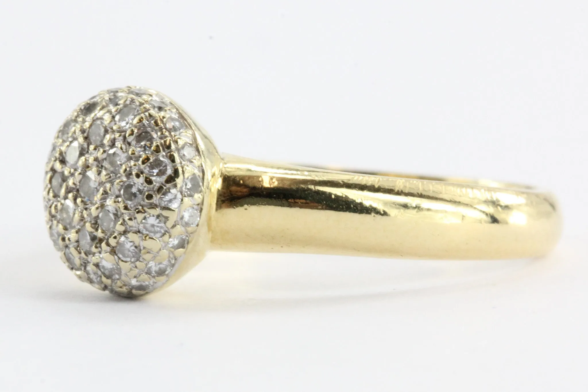 Vintage 18k Gold & Diamond Pave Cluster Ring 1/2 CTW