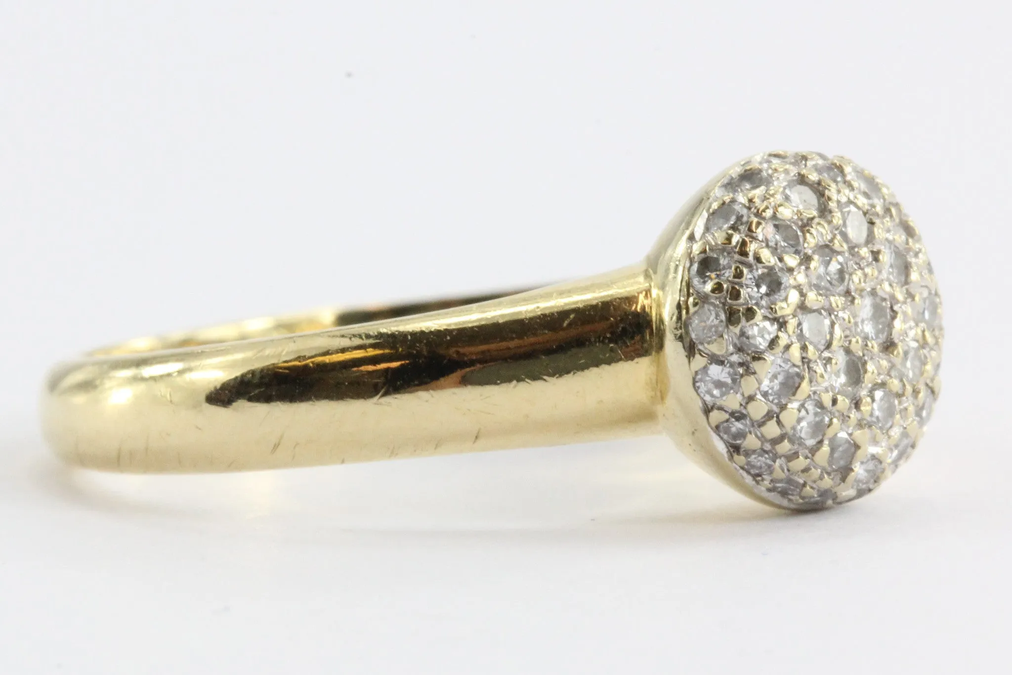 Vintage 18k Gold & Diamond Pave Cluster Ring 1/2 CTW