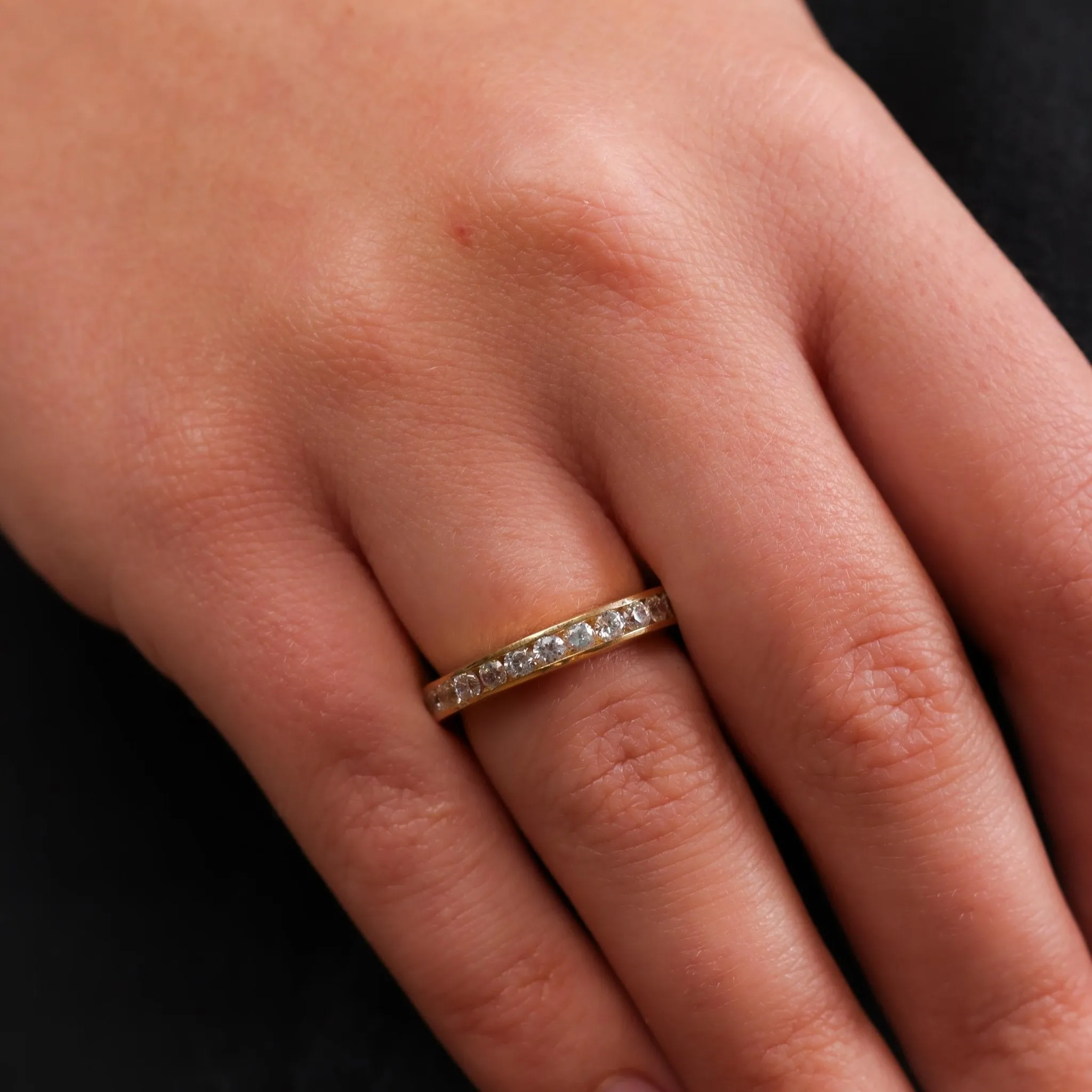 Vintage 18k yellow gold diamond eternity band