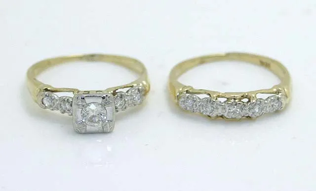 Vintage 1950s Diamond Bridal Set